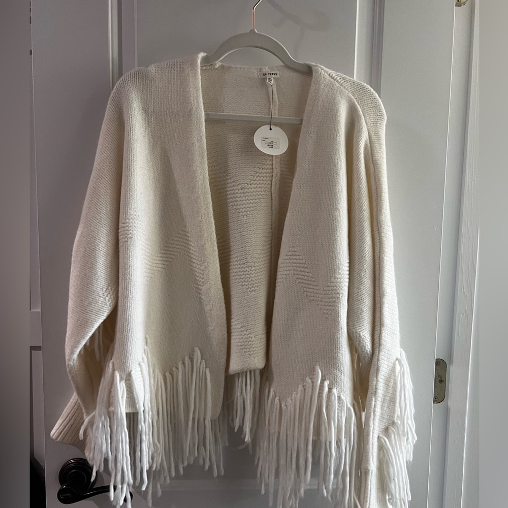En Creme NWT Fringe Sweater Jacket